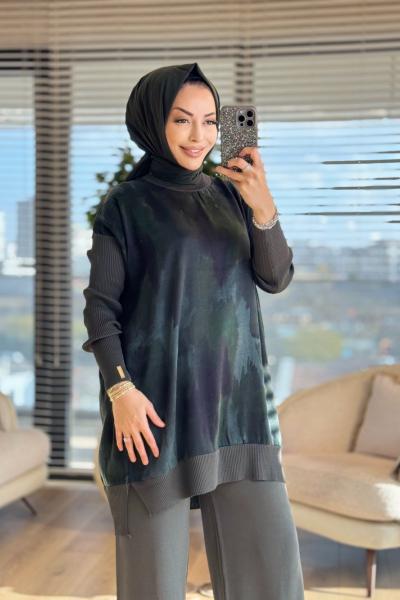 281 Kupra Desenli Tunik Haki