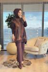 281 Kupra Desenli Tunik Kahve