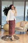 2813 Nakış Detaylı V Yaka Kimono Ekru
