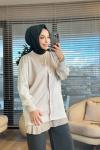 288 Kupra Kumaş Kol Hırka Bej