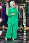 30502 Yanları Parçalı Tunik Pantolon Takım Yeşil
