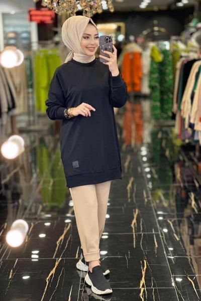 30644 Yanı Yırtmaçlı Tunik Siyah