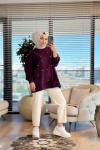 3118 Zımba Detaylı SweatShirt Bordo