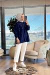 3118 Zımba Detaylı SweatShirt Lacivert