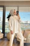 3118 Zımba Detaylı SweatShirt Ekru