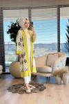 31589 Etnik Desen Baskılı Hırka Yağ Yeşili