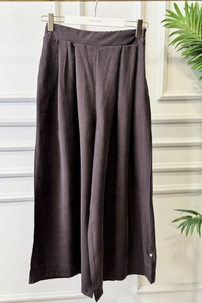 3206 Pileli Bol Paça Pantolon Kahve