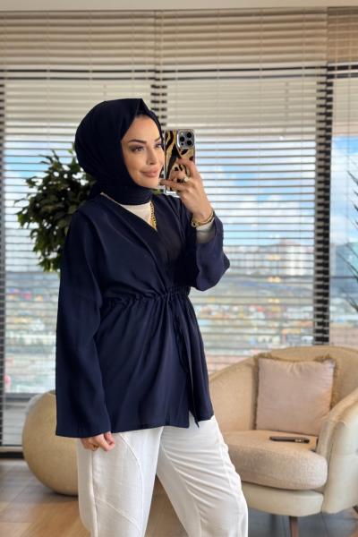 3224 Omzu Pile Detaylı Ceket Lacivert