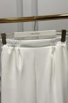3229 Beli Lastikli Pantolon Ekru