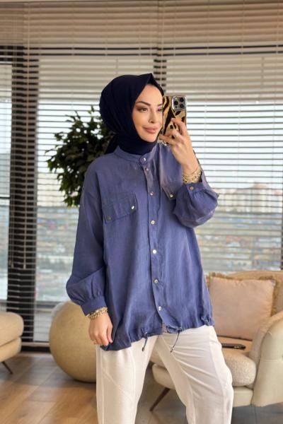 3241 Cep Detaylı Bağcıklı Kap Lacivert