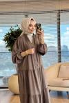32528 Kendinden Desenli Elbise Vizon