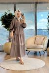 32528 Kendinden Desenli Elbise Vizon