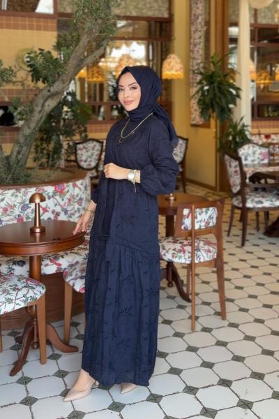 3262Y25 Elit Brode Elbise Lacivert