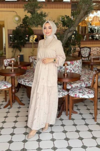 3262Y25 Elit Brode Elbise Vizon