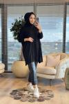 3399 Yarasa Kol Triko Tunik Siyah
