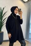 3399 Yarasa Triko Tunik Siyah