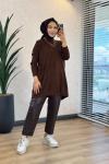 3399 Yarasa Triko Tunik Kahve