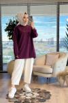 34049 Taş Detaylı SweatShirt Bordo