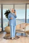 34177 Tencel Oversize Gömlek Mavi