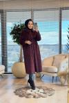35859 Peluş Uzun Kaban Bordo