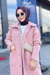 36638 Melanjlı Kaşe Bukle Kaban Pembe