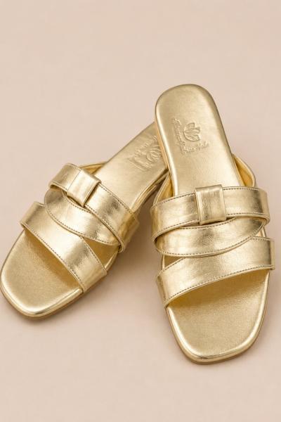 3971 Önü Geçmeli Terlik Gold