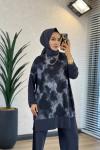 4004 Üst Batik Desenli Bluz Takım Antrasit