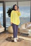 40972 Kolları Lastik Örgü Triko Tunik Sarı