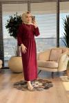 4209 Manolya Kraşlı Etekli Takım Bordo