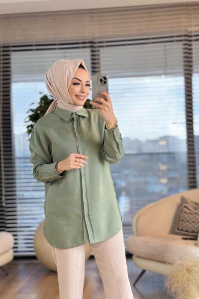 4369 Tencel Gömlek Yeşil