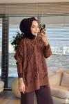 44219 Simli Triko Tunik Kahve