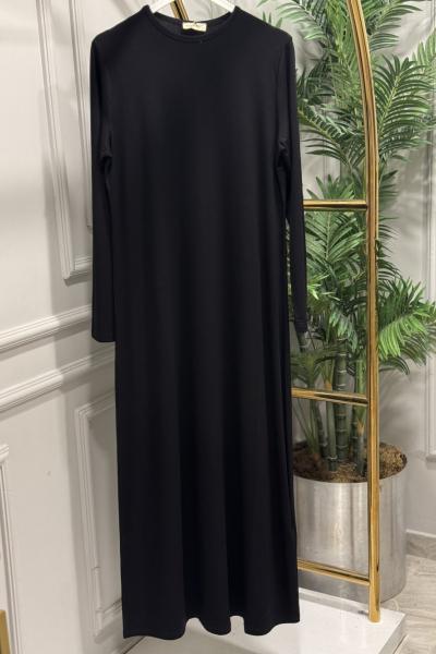 4422 Penye Uzun Kol İçlik Elbise Siyah