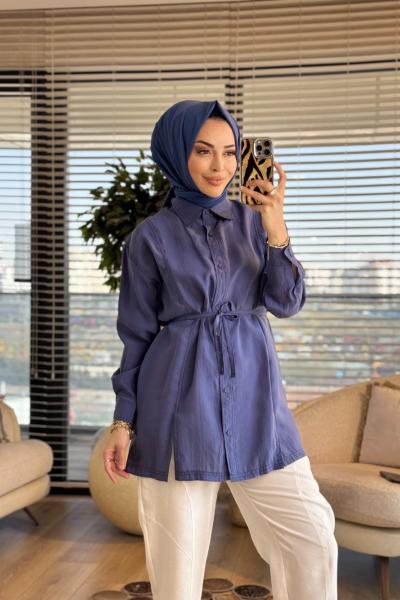 4451 Önü Spor Dikişli Gömlek İndigo