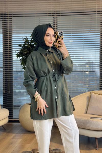 4468 Cepli Kolu Katlamalı Gömlek Haki