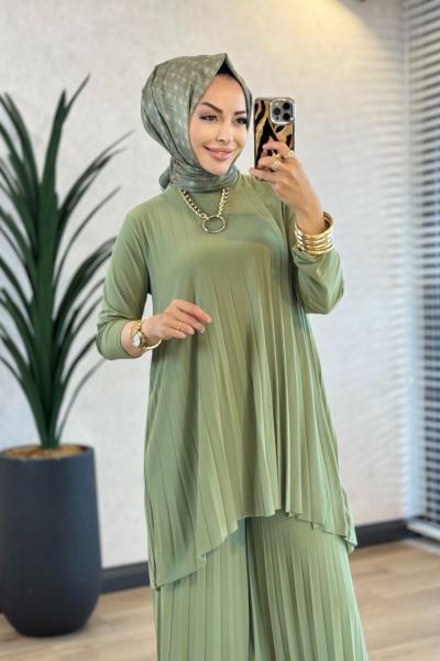 5005 Sandy Piliseli Pantolon Takım Çağla