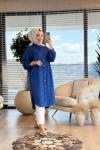 5808 Metal Düğmeli Uzun Tunik Saks