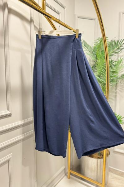 6112 Önü Parçalı Pantolon Etek Lacivert