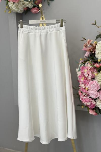 6264 Scuba Cepli Kloş Etek Ekru