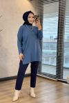 7015 Fitilli Vanezia Triko Tunik İndigo