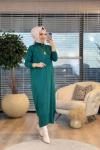 7017 Öpücük Yaka Vanezia Elbise Zümrüt