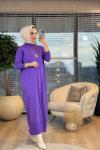 7017 Öpücük Yaka Vanezia Elbise Lila