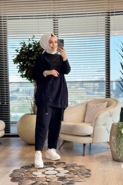 7189 Aden Trikolu İki İplik Takım Siyah