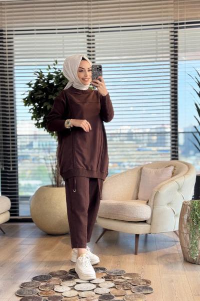 7189 Aden Trikolu İki İplik Takım Kahve