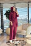 7222 İki İplik Saç Örgülü Takım Bordo