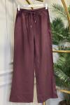 7272 Beli Lastikli Bol Paça Pantolon Bordo