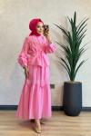 74035 Gofre Fisto Nakışlı Takım Pembe