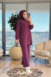 7409 Sol Omuzu Fermuar Detaylı Takım Bordo