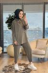 7416 Oysho Kapşonlu Patı Çıtçıtlı Takım Haki