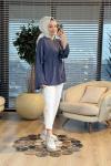 7465 Oysho Kolları Bağcıklı Tunik Lacivert