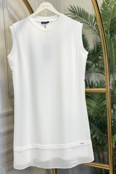 775 Ön Şifon Kolsuz İçlik Ekru